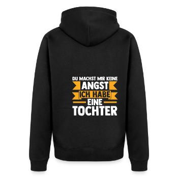 Papa Tochter Vater Geschenk - Unisex Premium Bio Zip Hoodie - Schwarz - Hinten - Nico (187cm)