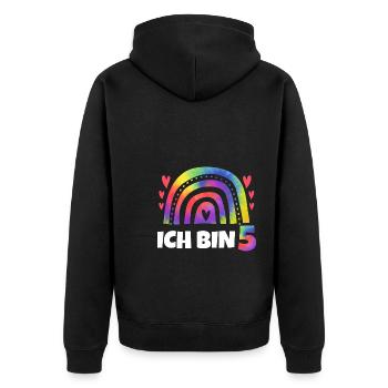 4.Geburtstag Regenbogen 4 Jahre alt Geschenk - Unisex Premium Bio Zip Hoodie - Schwarz - Hinten - Nico (187cm)