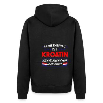 Kroatin Ehefrau Ehemann Geschenk - Unisex Premium Bio Zip Hoodie - Schwarz - Hinten - Nico (187cm)