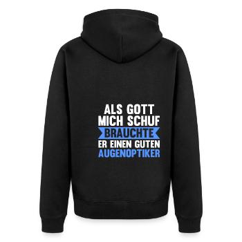 Optiker Beruf Brillen Laden Geschenk - Unisex Premium Bio Zip Hoodie - Schwarz - Hinten - Nico (187cm)