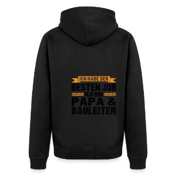 Papa Bauleiter Vater Geschenk - Unisex Premium Bio Zip Hoodie - Schwarz - Hinten - Nico (187cm)