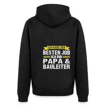 Papa Bauleiter Bauleitung Geschenk - Unisex Premium Bio Zip Hoodie - Schwarz - Hinten - Nico (187cm)