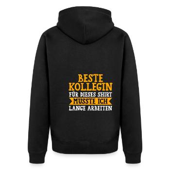 Job Abschied Jobwechsel Kollegin Geschenk - Unisex Premium Bio Zip Hoodie - Schwarz - Hinten - Nico (187cm)