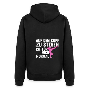 Handstand Turnerin Handstände Geschenk - Unisex Premium Bio Zip Hoodie - Schwarz - Hinten - Nico (187cm)