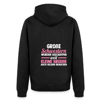 Große Schwester Familie Schwestern Geschenk - Unisex Premium Bio Zip Hoodie - Schwarz - Hinten - Nico (187cm)