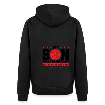 Basketball Sohn Basketball Mutter Sport Geschenk - Unisex Premium Bio Zip Hoodie - Schwarz - Hinten - Nico (187cm)