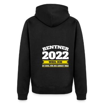 Rentner 2022 Rente Renteneintritt 2022 Geschenk - Unisex Premium Bio Zip Hoodie - Schwarz - Hinten - Nico (187cm)