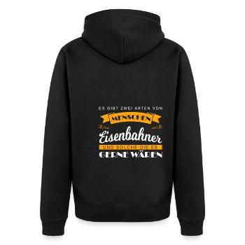 Eisenbahner Beruf Lokführer Geschenk - Unisex Premium Bio Zip Hoodie - Schwarz - Hinten - Nico (187cm)