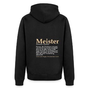 Meister Handwerker Meisterprüfung Geschenk - Unisex Premium Bio Zip Hoodie - Schwarz - Hinten - Nico (187cm)