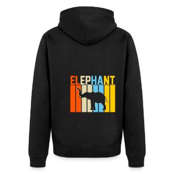 Elefant Retro-Design Elefantengeschenk - Unisex Premium Bio Zip Hoodie - Schwarz - Hinten - Nico (187cm)