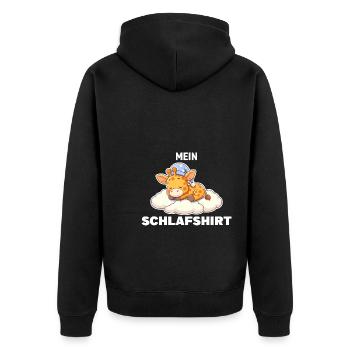 Schlafshirt Giraffe Schlafanzug Geschenk - Unisex Premium Bio Zip Hoodie - Schwarz - Hinten - Nico (187cm)