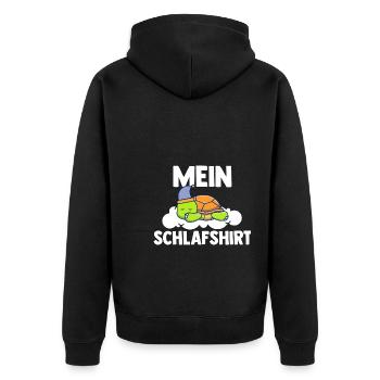 Schlafshirt Schildkröte Schlafanzug Geschenk - Unisex Premium Bio Zip Hoodie - Schwarz - Hinten - Nico (187cm)
