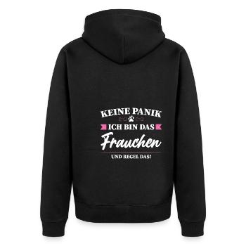 Frauchen Hund Hundebesitzerin Geschenk - Unisex Premium Bio Zip Hoodie - Schwarz - Hinten - Nico (187cm)