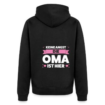 Oma Großmutter Großmütter Geschenk - Unisex Premium Bio Zip Hoodie - Schwarz - Hinten - Nico (187cm)
