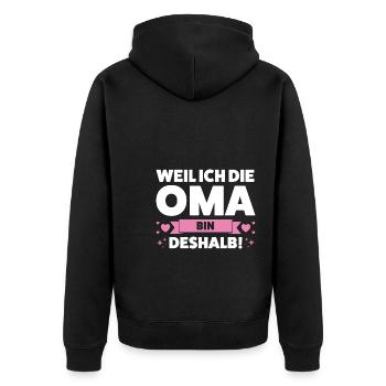 Oma Großmutter Omi Geschenk - Unisex Premium Bio Zip Hoodie - Schwarz - Hinten - Nico (187cm)