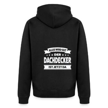 Dachdecker Beruf Dachdeckerei Geschenk - Unisex Premium Bio Zip Hoodie - Schwarz - Hinten - Nico (187cm)