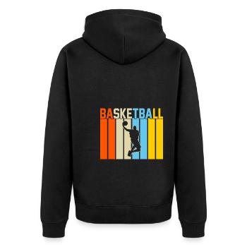 Basketball Retro-Design Basketball Geschenk - Unisex Premium Bio Zip Hoodie - Schwarz - Hinten - Nico (187cm)