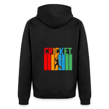 Kricket Retro-Design Kricket Geschenk - Unisex Premium Bio Zip Hoodie - Schwarz - Hinten - Nico (187cm)