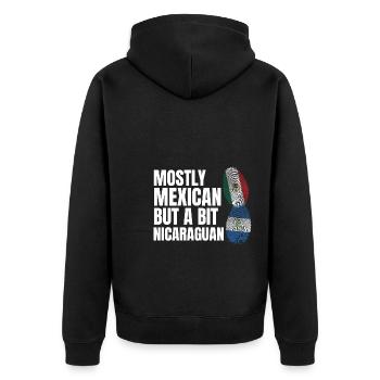 Albanien Messy Bun Albanien Messy Bun Geschenk - Unisex Premium Bio Zip Hoodie - Schwarz - Hinten - Nico (187cm)