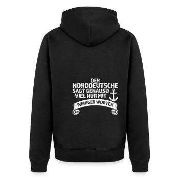 Platdeutsch Norddeutschen Möwe Geschenk - Unisex Premium Bio Zip Hoodie - Schwarz - Hinten - Nico (187cm)