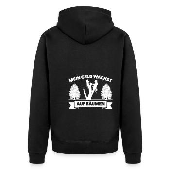 Baumkletterer Arborist Forstwirt Geschenk - Unisex Premium Bio Zip Hoodie - Schwarz - Hinten - Nico (187cm)