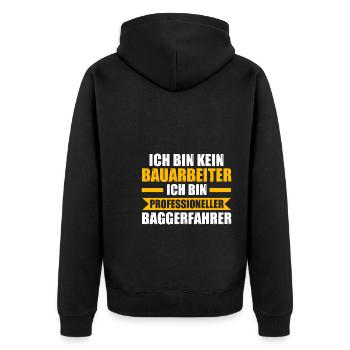 Baggerfahrer Job Baumaschine Geschenk - Unisex Premium Bio Zip Hoodie - Schwarz - Hinten - Nico (187cm)