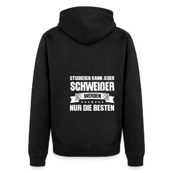 Schweißer Beruf Metallbau Geschenk - Unisex Premium Bio Zip Hoodie - Schwarz - Hinten - Nico (187cm)