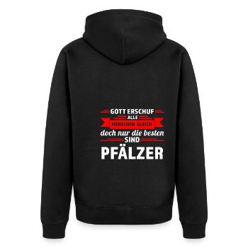 Schorle Pfälzer Pälzer Geschenk - Unisex Premium Bio Zip Hoodie - Schwarz - Hinten - Nico (187cm)