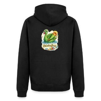 Schulanfang-Schwan mit Geschenk - Unisex Premium Bio Zip Hoodie - Schwarz - Hinten - Nico (187cm)