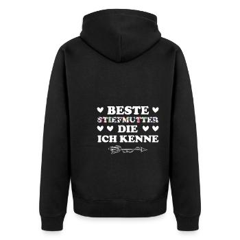 Stiefmama Familie Bonusmama Geschenk - Unisex Premium Bio Zip Hoodie - Schwarz - Hinten - Nico (187cm)