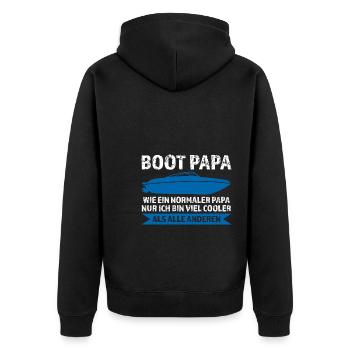Boot Papa Segeln Segler Geschenk - Unisex Premium Bio Zip Hoodie - Schwarz - Hinten - Nico (187cm)