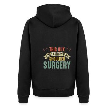 Schulterchirurgie Mann Schulterchirurgie Erholung - Unisex Premium Bio Zip Hoodie - Schwarz - Hinten - Nico (187cm)