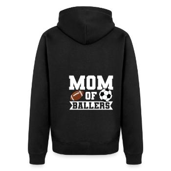 baller fussball baller Geschenk - Unisex Premium Bio Zip Hoodie - Schwarz - Hinten - Nico (187cm)