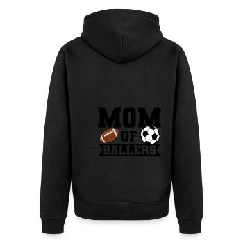 baller fussball baller Geschenk - Unisex Premium Bio Zip Hoodie - Schwarz - Hinten - Nico (187cm)