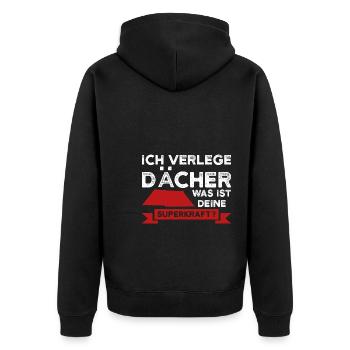 Dachdecker Beruf Dachdecken Geschenk - Unisex Premium Bio Zip Hoodie - Schwarz - Hinten - Nico (187cm)