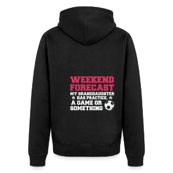 Fußball Oma Enkelin Fußball Oma Sport Geschenk - Unisex Premium Bio Zip Hoodie - Schwarz - Hinten - Nico (187cm)