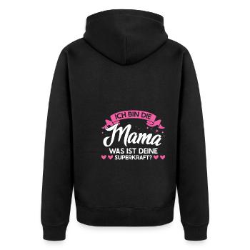Mutter Familie Mütter Geschenk - Unisex Premium Bio Zip Hoodie - Schwarz - Hinten - Nico (187cm)