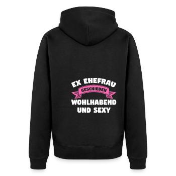 Geschieden Frau Scheidung Geschenk - Unisex Premium Bio Zip Hoodie - Schwarz - Hinten - Nico (187cm)