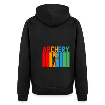 Bogenschießen Retro-Design Bogenschießen Geschenk - Unisex Premium Bio Zip Hoodie - Schwarz - Hinten - Nico (187cm)