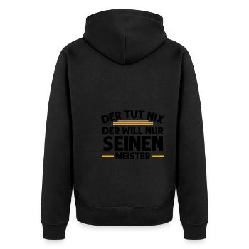 Meister Handwerk Meister Prüfung Geschenk - Unisex Premium Bio Zip Hoodie - Schwarz - Hinten - Nico (187cm)
