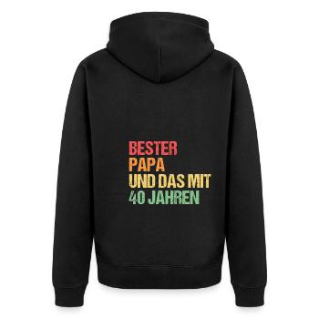 Papa 40 Jahre Papa mit 40 Jahren Geschenk - Unisex Premium Bio Zip Hoodie - Schwarz - Hinten - Nico (187cm)