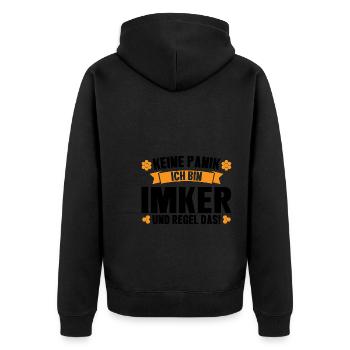 Imker Bienen Biene Geschenk - Unisex Premium Bio Zip Hoodie - Schwarz - Hinten - Nico (187cm)