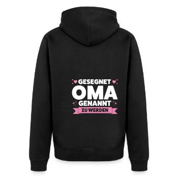 Oma Großmutter Omi Geschenk - Unisex Premium Bio Zip Hoodie - Schwarz - Hinten - Nico (187cm)