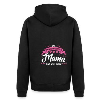 Mutter Familie Mütter Geschenk - Unisex Premium Bio Zip Hoodie - Schwarz - Hinten - Nico (187cm)