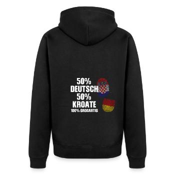 Deutsch Kroatisch Deutschland Geschenk - Unisex Premium Bio Zip Hoodie - Schwarz - Hinten - Nico (187cm)
