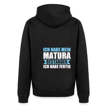 Matura Prüfung Maturant Geschenk - Unisex Premium Bio Zip Hoodie - Schwarz - Hinten - Nico (187cm)