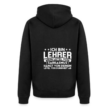Lehrerin Lehrer Schule Lehrer Geschenk - Unisex Premium Bio Zip Hoodie - Schwarz - Hinten - Nico (187cm)