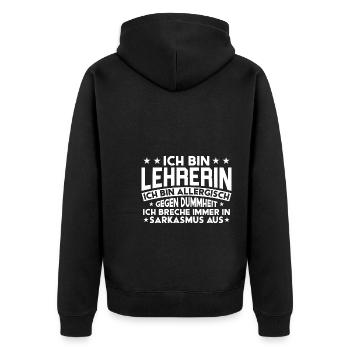Lehrerin Lehrer Schule Lehrer Geschenk - Unisex Premium Bio Zip Hoodie - Schwarz - Hinten - Nico (187cm)
