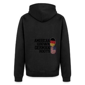 Deutschland Deutsch Deutsche Wurzeln Geschenk - Unisex Premium Bio Zip Hoodie - Schwarz - Hinten - Nico (187cm)
