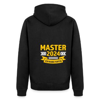 Master 2024 Master bestanden Master Abschluss Gesc - Unisex Premium Bio Zip Hoodie - Schwarz - Hinten - Nico (187cm)